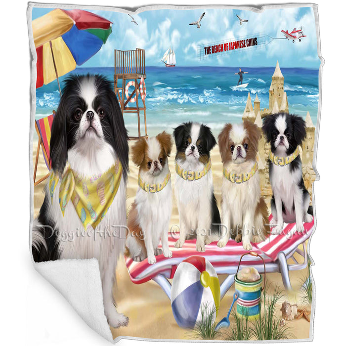 Pet Friendly Beach Japanese Chin Dogs Blanket BLNKT142514