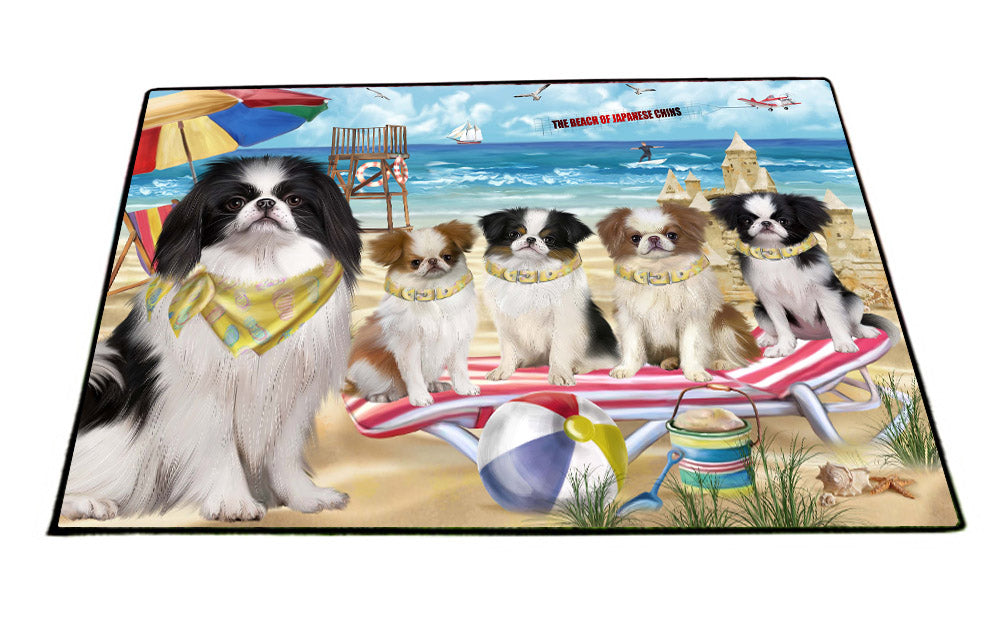 Pet Friendly Beach Japanese Chin Dogs Floormat FLMS55492