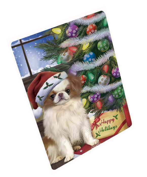 Christmas Tree and Presents Japanese Chin Dog Cutting Board - For Kitchen - Scratch & Stain Resistant - Designed To Stay In Place - Easy To Clean By Hand - Perfect for Chopping Meats, Vegetables, CA83000