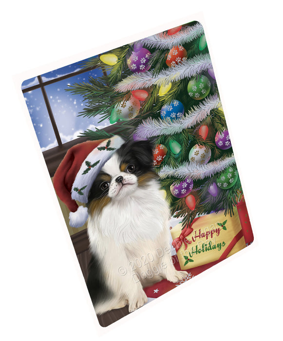 Christmas Tree and Presents Japanese Chin Dog Cutting Board - For Kitchen - Scratch & Stain Resistant - Designed To Stay In Place - Easy To Clean By Hand - Perfect for Chopping Meats, Vegetables, CA83002