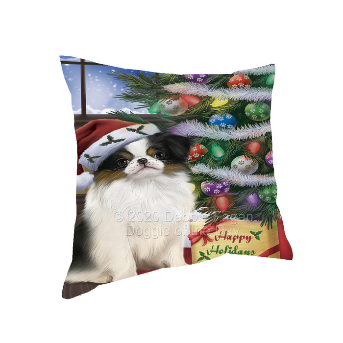 Christmas Tree and Presents Japanese Chin Dog Pillow with Top Quality High-Resolution Images - Ultra Soft Pet Pillows for Sleeping - Reversible & Comfort - Ideal Gift for Dog Lover - Cushion for Sofa Couch Bed - 100% Polyester, PILA92398