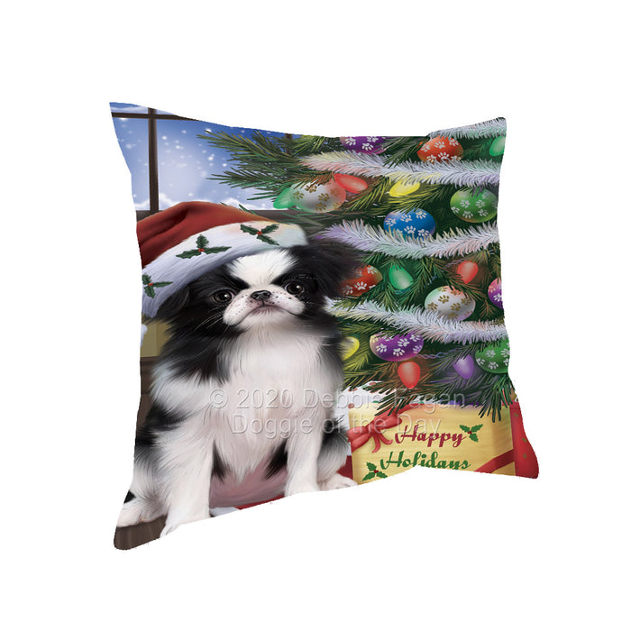 Christmas Tree and Presents Japanese Chin Dog Pillow with Top Quality High-Resolution Images - Ultra Soft Pet Pillows for Sleeping - Reversible & Comfort - Ideal Gift for Dog Lover - Cushion for Sofa Couch Bed - 100% Polyester, PILA92401