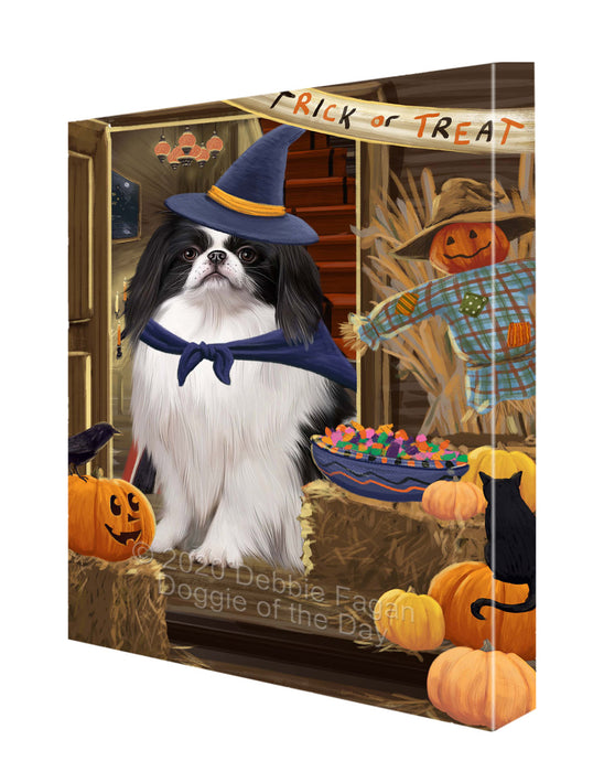 Enter at Your Own Risk Halloween Trick or Treat Japanese Chin Dogs Canvas Wall Art - Premium Quality Ready to Hang Room Decor Wall Art Canvas - Unique Animal Printed Digital Painting for Decoration CVS243
