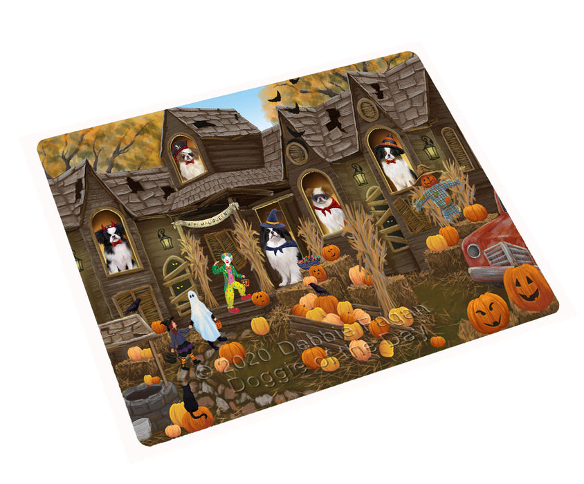 Haunted House Halloween Trick or Treat Japanese Chin Dogs Cutting Board - For Kitchen - Scratch & Stain Resistant - Designed To Stay In Place - Easy To Clean By Hand - Perfect for Chopping Meats, Vegetables