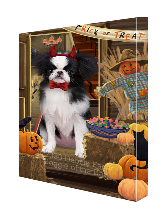 Enter at Your Own Risk Halloween Trick or Treat Japanese Chin Dogs Canvas Wall Art - Premium Quality Ready to Hang Room Decor Wall Art Canvas - Unique Animal Printed Digital Painting for Decoration CVS244