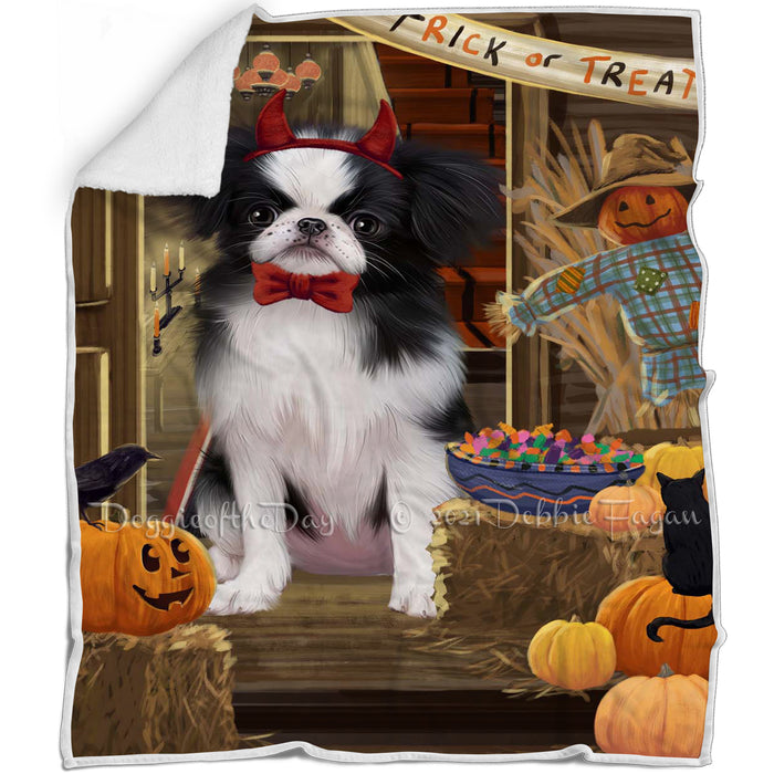 Enter at Own Risk Trick or Treat Halloween Japanese Chin Dog Blanket BLNKT142628