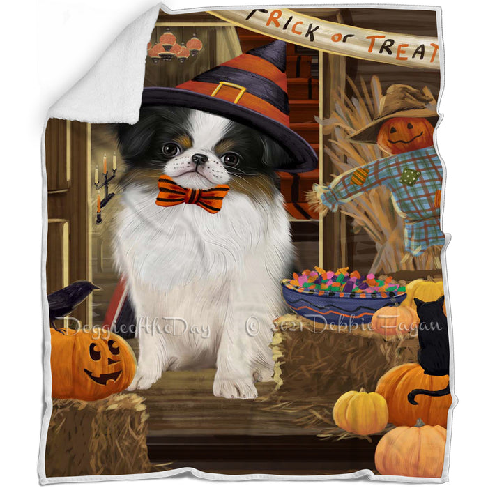 Enter at Own Risk Trick or Treat Halloween Japanese Chin Dog Blanket BLNKT142629