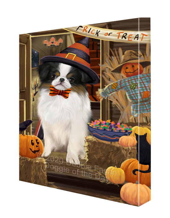 Enter at Your Own Risk Halloween Trick or Treat Japanese Chin Dogs Canvas Wall Art - Premium Quality Ready to Hang Room Decor Wall Art Canvas - Unique Animal Printed Digital Painting for Decoration CVS245