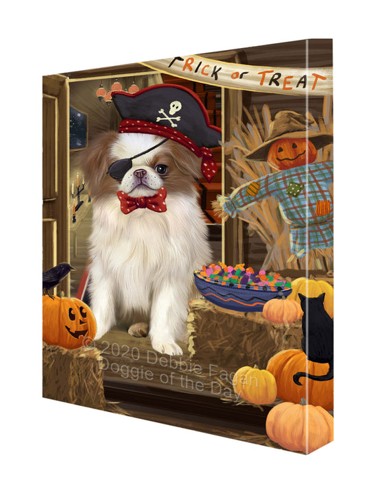 Enter at Your Own Risk Halloween Trick or Treat Japanese Chin Dogs Canvas Wall Art - Premium Quality Ready to Hang Room Decor Wall Art Canvas - Unique Animal Printed Digital Painting for Decoration CVS246