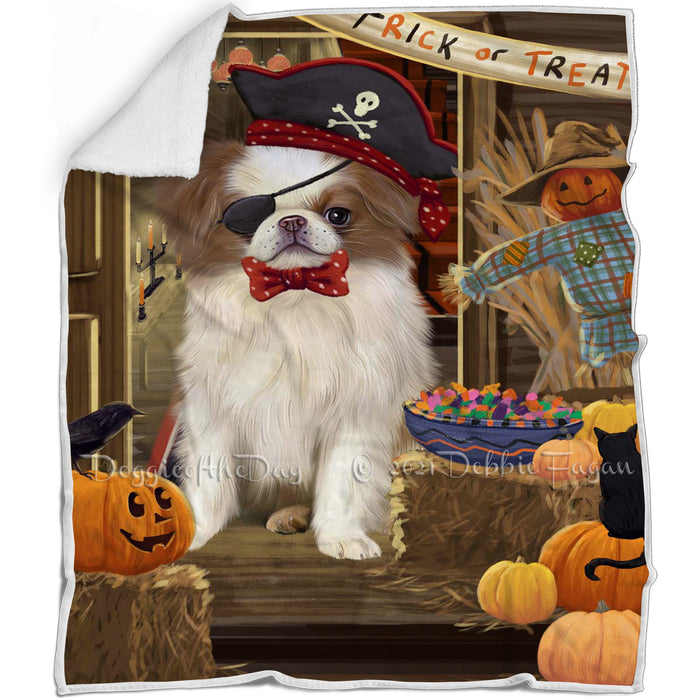 Enter at Own Risk Trick or Treat Halloween Japanese Chin Dog Blanket BLNKT142630