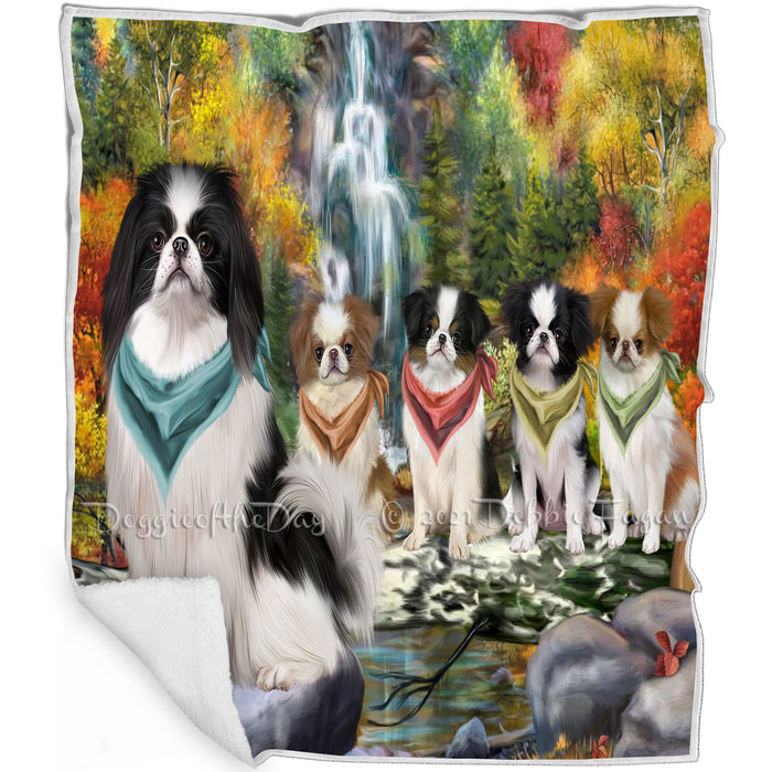 Scenic Waterfall Japanese Chin Dogs Blanket BLNKT142569