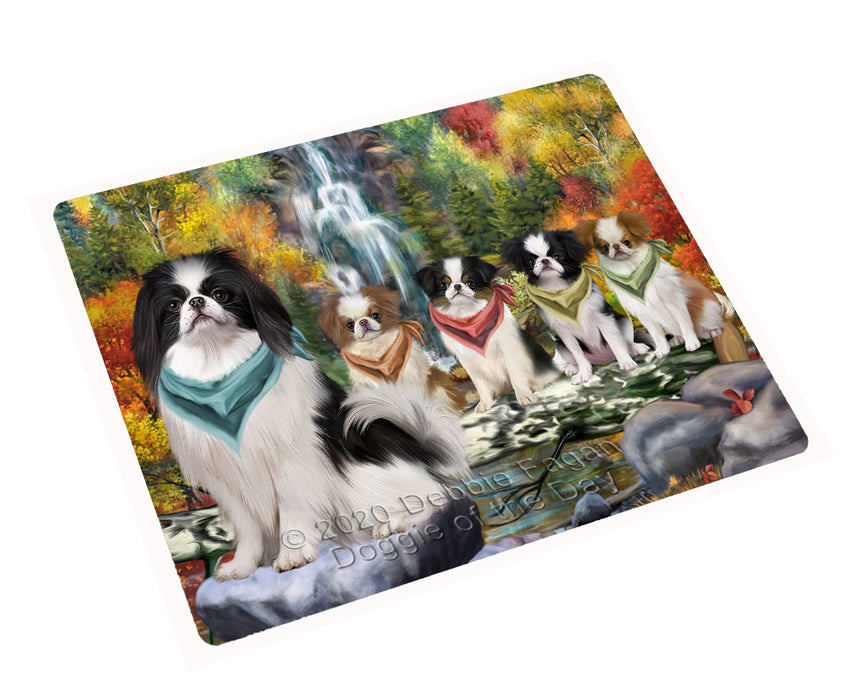 Scenic Waterfall Japanese Chin Dogs Cutting Board - For Kitchen - Scratch & Stain Resistant - Designed To Stay In Place - Easy To Clean By Hand - Perfect for Chopping Meats, Vegetables