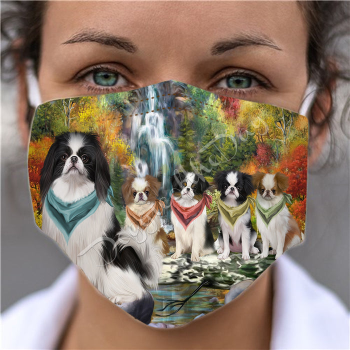 Scenic Waterfall Japanese Chin Dogs Face Mask FM49311