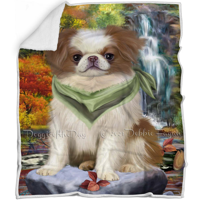 Scenic Waterfall Japanese Chin Dog Blanket BLNKT142566