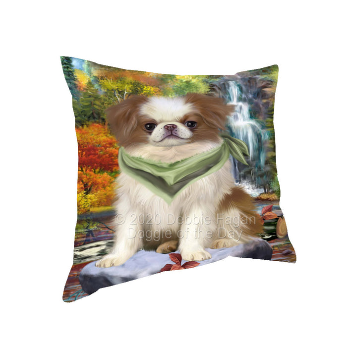 Scenic Waterfall Japanese Chin Dog Pillow with Top Quality High-Resolution Images - Ultra Soft Pet Pillows for Sleeping - Reversible & Comfort - Ideal Gift for Dog Lover - Cushion for Sofa Couch Bed - 100% Polyester, PILA92692