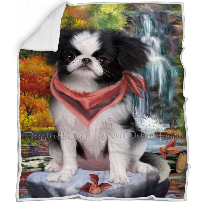 Scenic Waterfall Japanese Chin Dog Blanket BLNKT142567