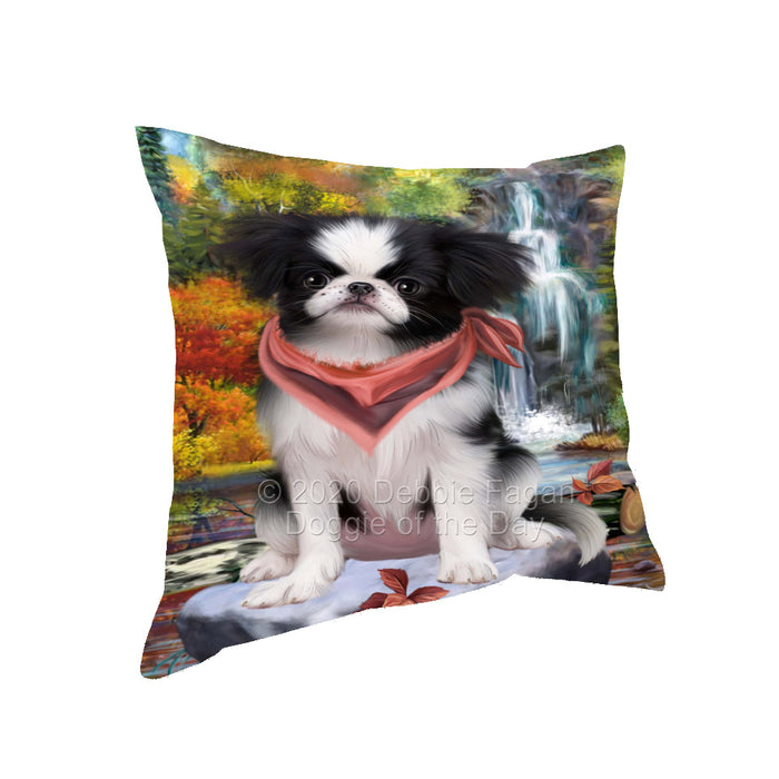 Scenic Waterfall Japanese Chin Dog Pillow with Top Quality High-Resolution Images - Ultra Soft Pet Pillows for Sleeping - Reversible & Comfort - Ideal Gift for Dog Lover - Cushion for Sofa Couch Bed - 100% Polyester, PILA92695