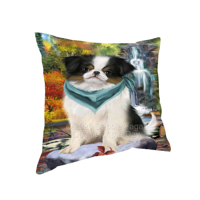 Scenic Waterfall Japanese Chin Dog Pillow with Top Quality High-Resolution Images - Ultra Soft Pet Pillows for Sleeping - Reversible & Comfort - Ideal Gift for Dog Lover - Cushion for Sofa Couch Bed - 100% Polyester, PILA92698