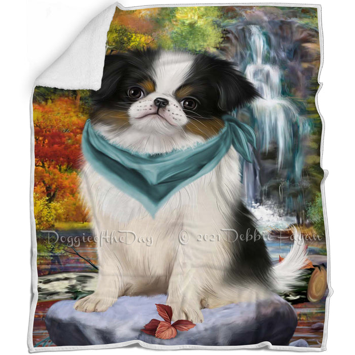 Scenic Waterfall Japanese Chin Dog Blanket BLNKT142568