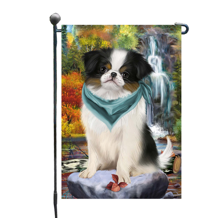 Scenic Waterfall Japanese Chin Dog Garden Flags Outdoor Decor for Homes and Gardens Double Sided Garden Yard Spring Decorative Vertical Home Flags Garden Porch Lawn Flag for Decorations GFLG68116