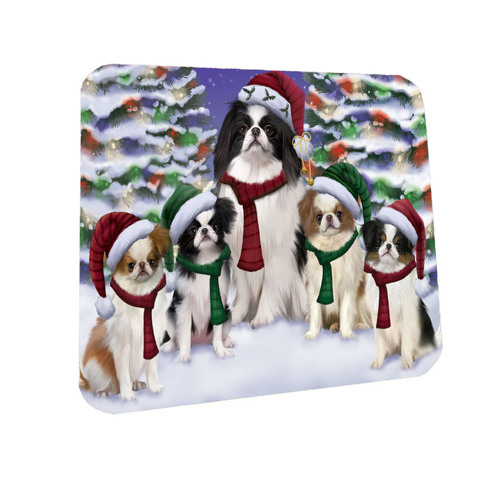 Christmas Happy Holidays Japanese Chin Dogs Family Portrait Coasters Set of 4 CSTA58178