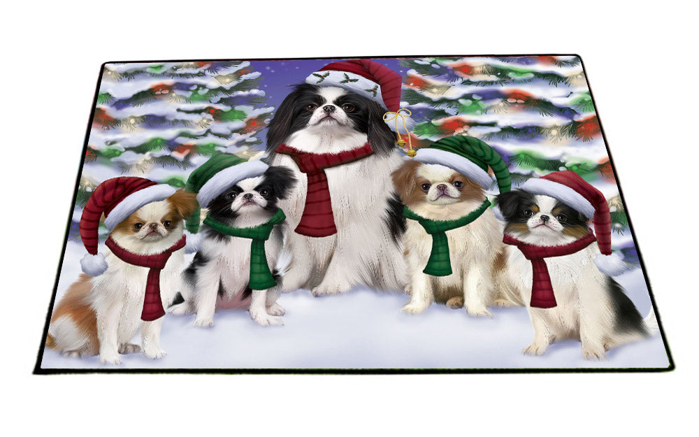 Christmas Happy Holidays Japanese Chin Dogs Family Portrait Floormat FLMS55531