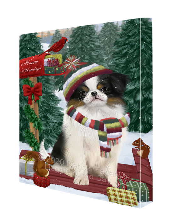 Christmas Woodland Sled Japanese Chin Dog Canvas Wall Art - Premium Quality Ready to Hang Room Decor Wall Art Canvas - Unique Animal Printed Digital Painting for Decoration CVS600