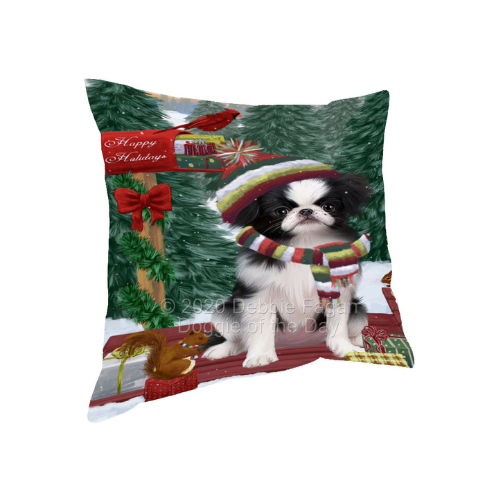 Christmas Woodland Sled Japanese Chin Dog Pillow with Top Quality High-Resolution Images - Ultra Soft Pet Pillows for Sleeping - Reversible & Comfort - Ideal Gift for Dog Lover - Cushion for Sofa Couch Bed - 100% Polyester, PILA93628