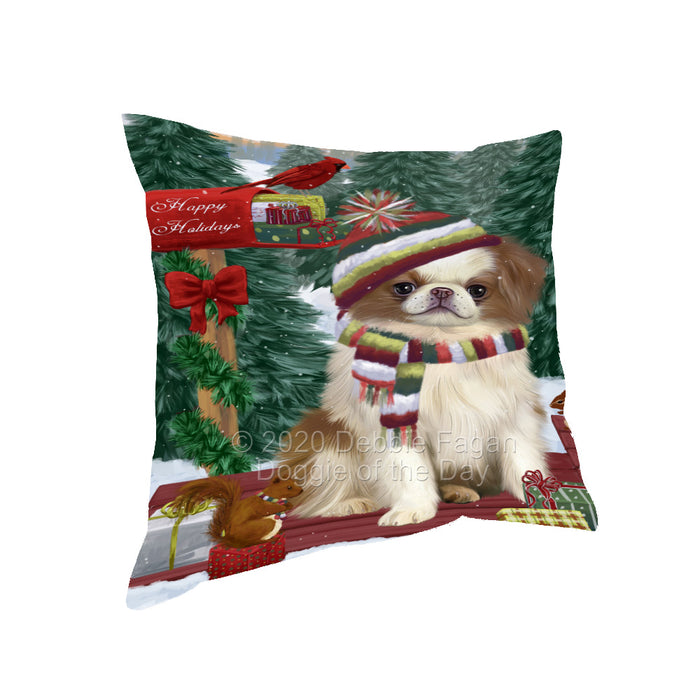 Christmas Woodland Sled Japanese Chin Dog Pillow with Top Quality High-Resolution Images - Ultra Soft Pet Pillows for Sleeping - Reversible & Comfort - Ideal Gift for Dog Lover - Cushion for Sofa Couch Bed - 100% Polyester, PILA93631