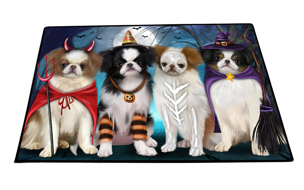 Happy Halloween Trick or Treat Japanese Chin Dogs Floor Mat- Anti-Slip Pet Door Mat Indoor Outdoor Front Rug Mats for Home Outside Entrance Pets Portrait Unique Rug Washable Premium Quality Mat