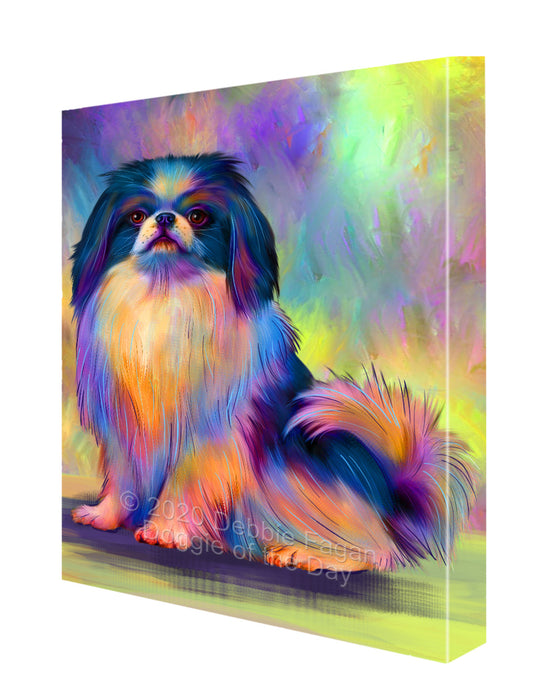 Paradise Wave Japanese Chin Dog Canvas Wall Art - Premium Quality Ready to Hang Room Decor Wall Art Canvas - Unique Animal Printed Digital Painting for Decoration