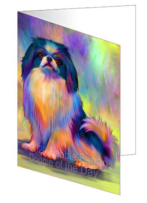 Paradise Wave Japanese Chin Dog Handmade Artwork Assorted Pets Greeting Cards and Note Cards with Envelopes for All Occasions and Holiday Seasons