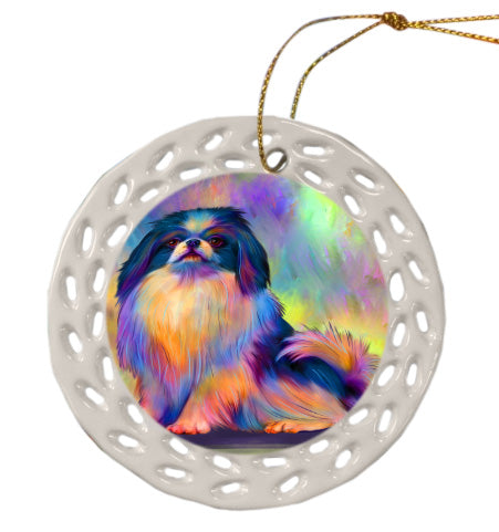 Paradise Wave Japanese Chin Dog Doily Ornament DPOR58956
