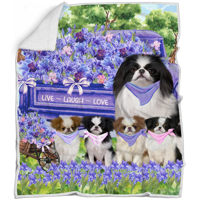 Japanese Chin Blanket: Explore a Variety of Personalized Designs, Bed Cozy Sherpa, Fleece and Woven, Custom Dog Gift for Pet Lovers