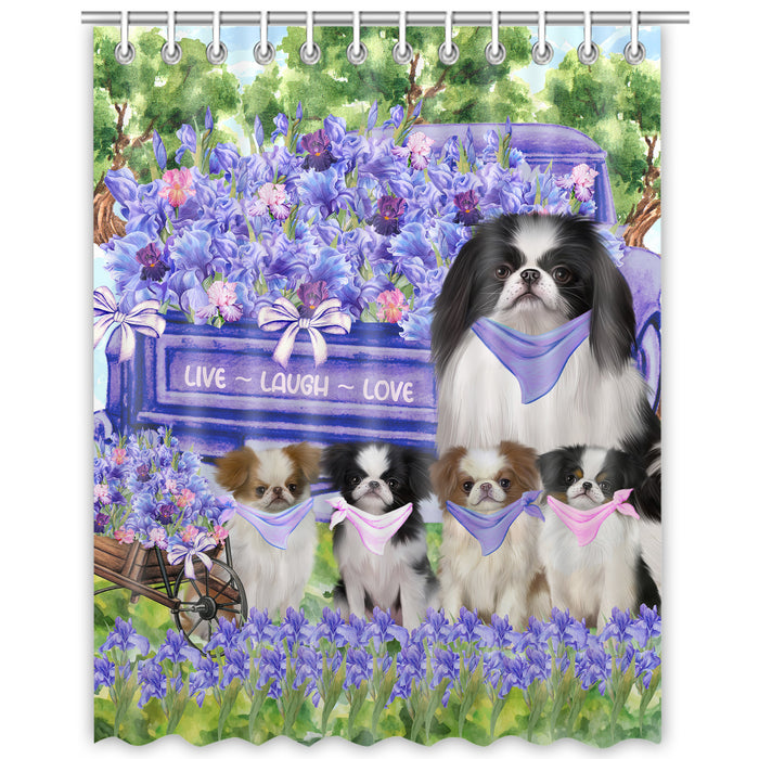 Japanese Chin Shower Curtain: Explore a Variety of Designs, Halloween Bathtub Curtains for Bathroom with Hooks, Personalized, Custom, Gift for Pet and Dog Lovers