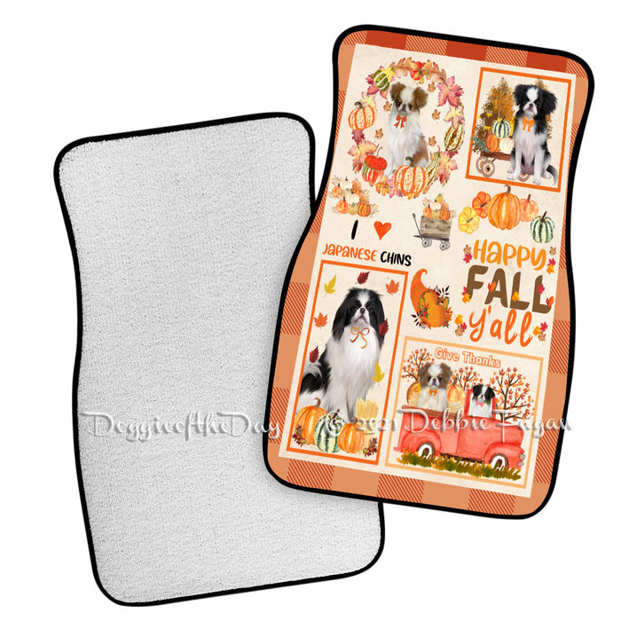 Happy Fall Y'all Pumpkin Japanese Chin Dogs Polyester Anti-Slip Vehicle Carpet Car Floor Mats CFM49228