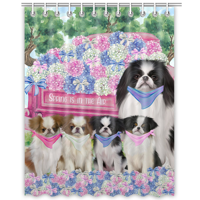 Japanese Chin Shower Curtain: Explore a Variety of Designs, Personalized, Custom, Waterproof Bathtub Curtains for Bathroom Decor with Hooks, Pet Gift for Dog Lovers
