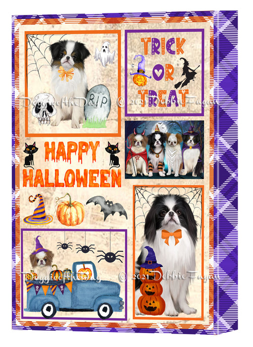 Happy Halloween Trick or Treat Japanese Chin Dogs Canvas Wall Art Decor - Premium Quality Canvas Wall Art for Living Room Bedroom Home Office Decor Ready to Hang CVS150605