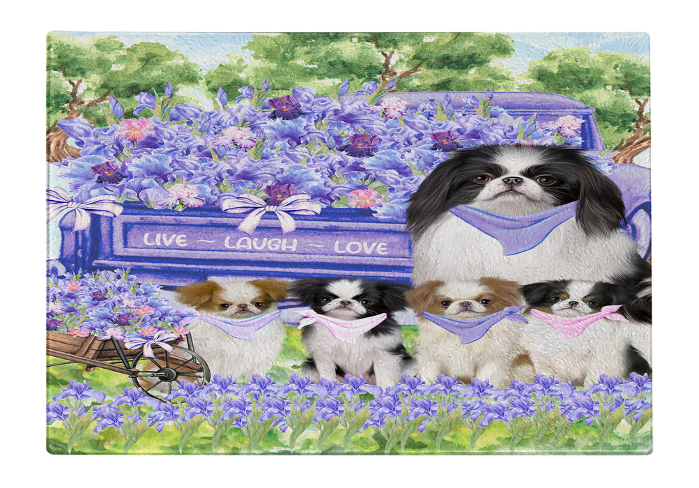 Japanese Chin Cutting Board, Explore a Variety of Designs, Custom, Personalized, Kitchen Tempered Glass Chopping Meats, Vegetables, Dog Gift for Pet Lovers