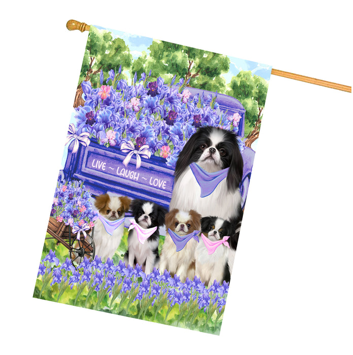 Japanese Chin Dogs House Flag for Dog and Pet Lovers, Explore a Variety of Designs, Custom, Personalized, Weather Resistant, Double-Sided, Home Outside Yard Decor