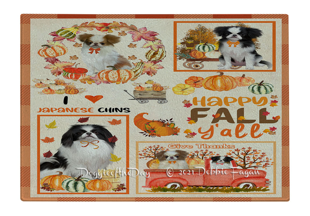 Happy Fall Y'all Pumpkin Japanese Chin Dogs Cutting Board - Easy Grip Non-Slip Dishwasher Safe Chopping Board Vegetables C79915