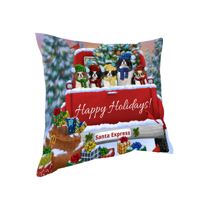 Christmas Red Truck Travlin Home for the Holidays Japanese Chin Dogs Pillow with Top Quality High-Resolution Images - Ultra Soft Pet Pillows for Sleeping - Reversible & Comfort - Ideal Gift for Dog Lover - Cushion for Sofa Couch Bed - 100% Polyester