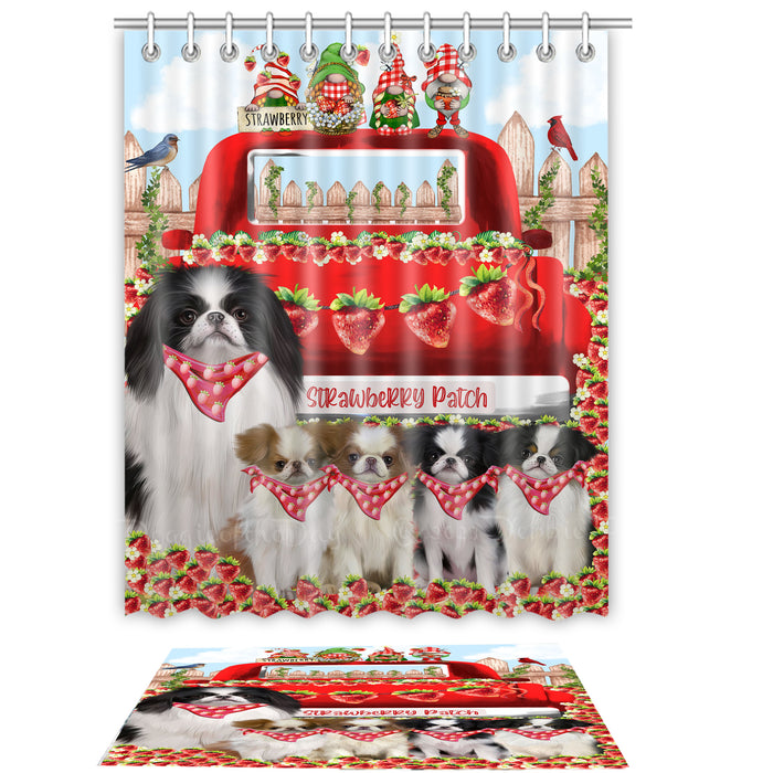 Japanese Chin Shower Curtain & Bath Mat Set - Explore a Variety of Personalized Designs - Custom Rug and Curtains with hooks for Bathroom Decor - Pet and Dog Lovers Gift
