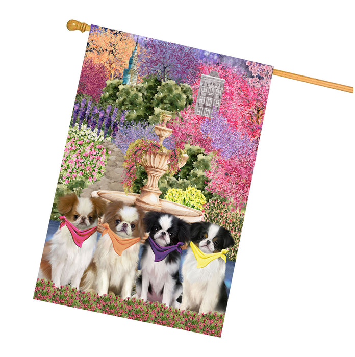 Japanese Chin Dogs House Flag: Explore a Variety of Designs, Weather Resistant, Double-Sided, Custom, Personalized, Home Outdoor Yard Decor for Dog and Pet Lovers