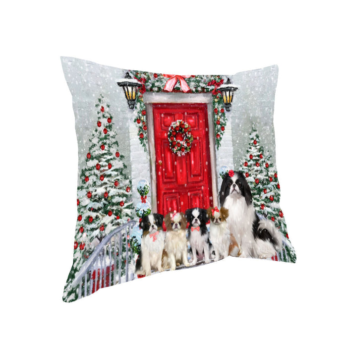 Christmas Holiday Welcome Japanese Chin Dogs Pillow with Top Quality High-Resolution Images - Ultra Soft Pet Pillows for Sleeping - Reversible & Comfort - Ideal Gift for Dog Lover - Cushion for Sofa Couch Bed - 100% Polyester