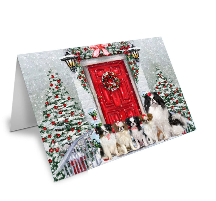 Christmas Holiday Welcome Japanese Chin Dog Handmade Artwork Assorted Pets Greeting Cards and Note Cards with Envelopes for All Occasions and Holiday Seasons