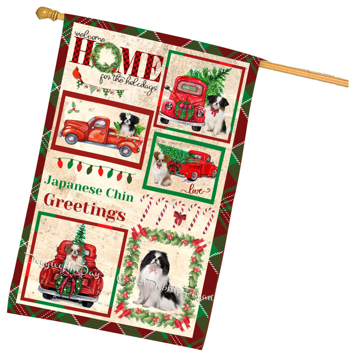 Welcome Home for Christmas Holidays Japanese Chin Dogs House flag FLG67024