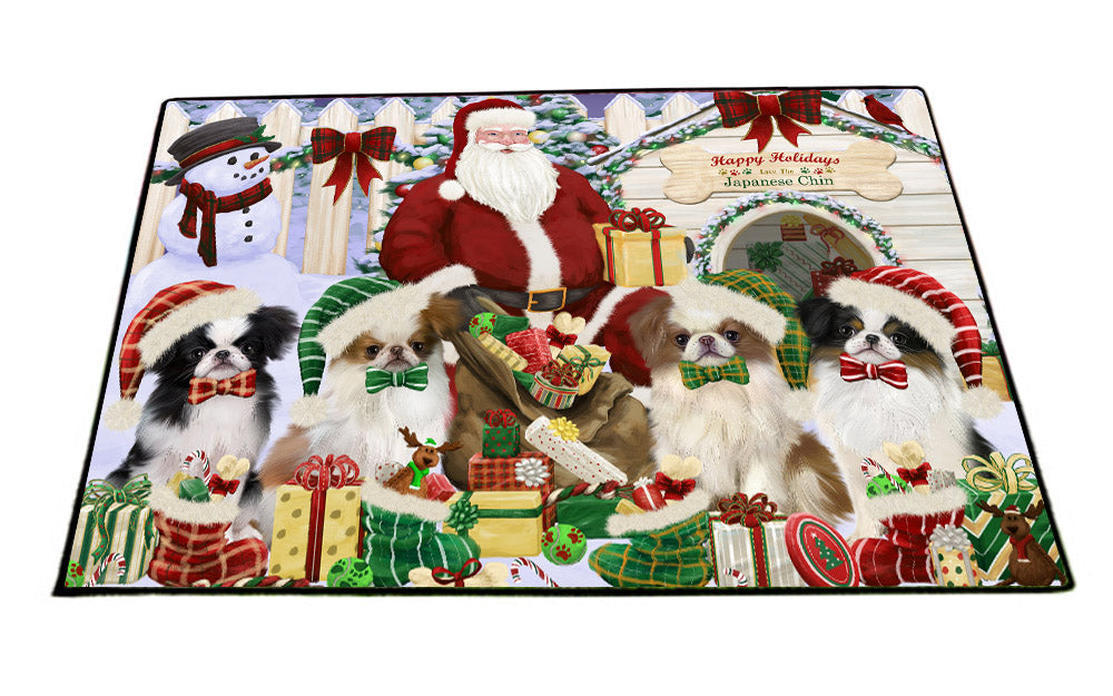 Christmas Dog house Gathering Japanese Chin Dogs Floormat FLMS55723