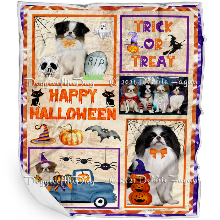 Happy Halloween Trick or Treat Japanese Chin Dogs Blanket BLNKT143758