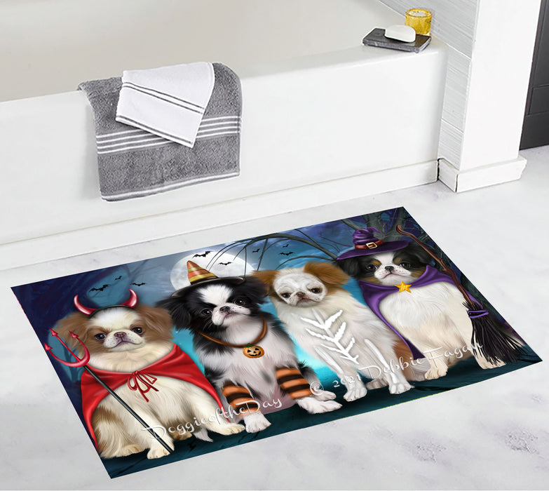 Happy Halloween Trick or Treat Japanese Chin Dogs Bathroom Rugs with Non Slip Soft Bath Mat for Tub BRUG54955